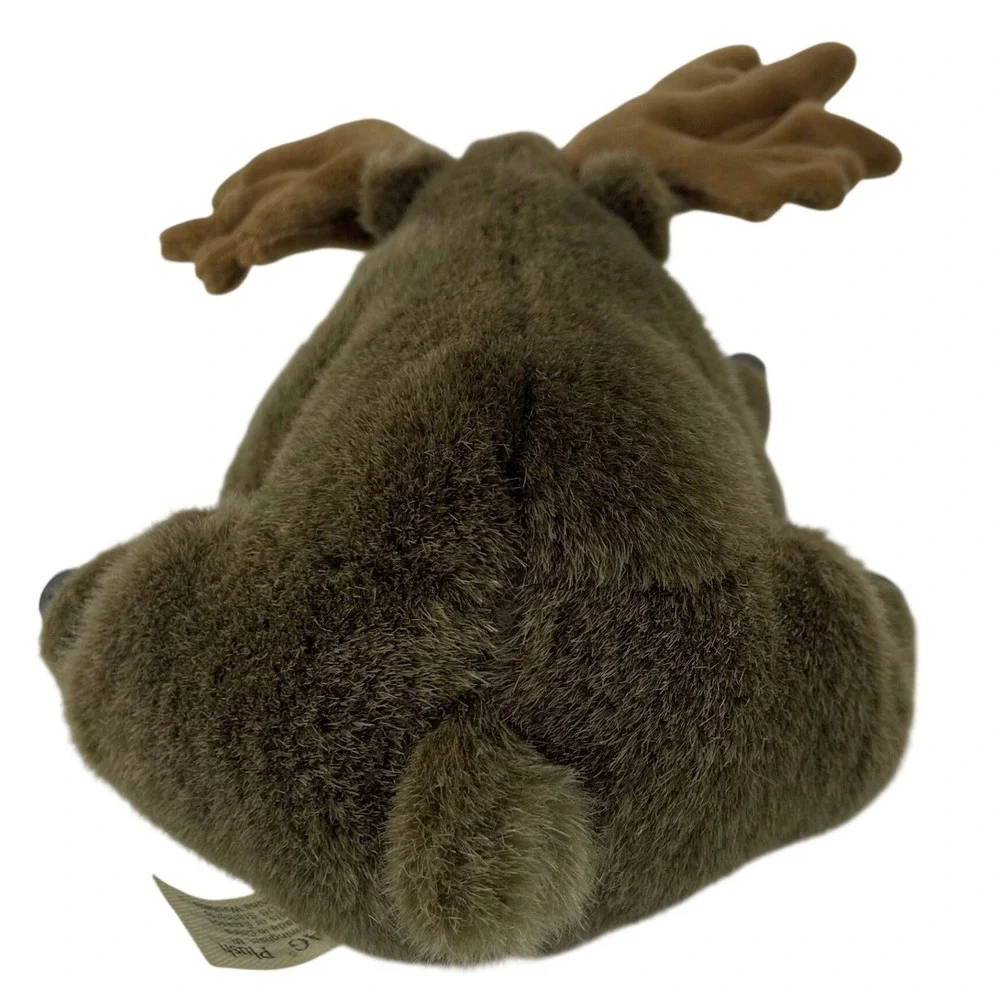 JAAG Plush Moose Stuffed Animal Brown Soft Forest Wildlife Lying Down 12 Inch